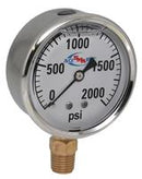 2000 PSI LIQUID FILLED  / STAINLESS GAUGE - 2-1/2" DIAMETER