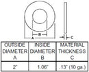 SPINDLE WASHER 2" OD X 1.06" ID