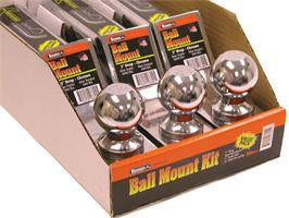 DISPLAY KIT OF THREE CHROME HITCH BALL MOUNTS  2" BALL FOR 2" RECEIVER   6,000 lb. CAPACITY