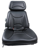 UNIVERSAL AG / INDUSTRIAL SUSPENSION SEAT WITH SEATBELT & HEADREST - BLACK VINYL