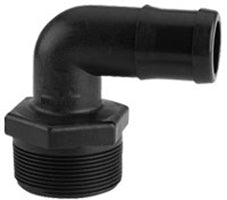 3/4 INCH X 3/8 INCH MNPT X HOSE BARB  POLY ELBOW - 90