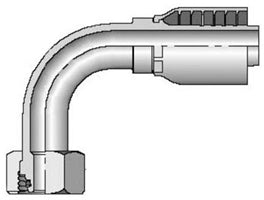 3/8 INCH HOSE X M16 METRIC L FEMALE ELBOW - 90 SWIVEL