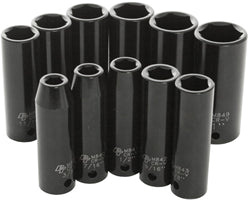 SAE DEEPWELL IMPACT SKT - 11PC  1/2" DRIVE