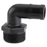 1/2 INCH X 3/4 INCH MNPT X HOSE BARB  POLY ELBOW - 90