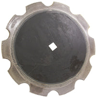 28 INCH X 8 MM NOTCHED WEAR TUFF DISC BLADE WITH 1-1/2 SQ X 1-5/8 RND AXLE