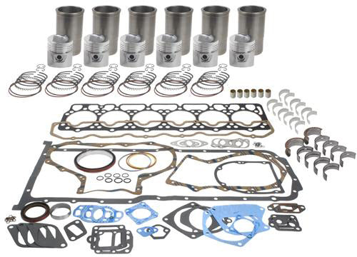 BASIC ENGINE KIT WITH STANDARD BEARINGS. FOR 301 CID 6 CYLINDER 6491-649T SERIES DIESEL ENGINES. 3-7/8 STD. BORE, 30 DEGREE EXHAUST VALVE FACE ANGLE. KIT CONTAINS: SLEEVES, PISTONS & RINGS, PINS & RETAINERS, PIN BUSHINGS, STANDARD SIZE ROD & MAIN BEARINGS - Quality Farm Supply